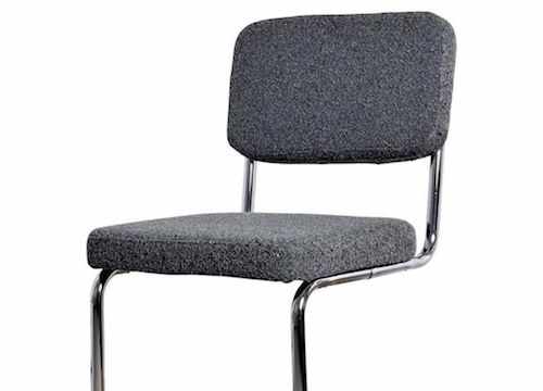 Chaise design metal Chrome Capsule tissu bouclette Gris