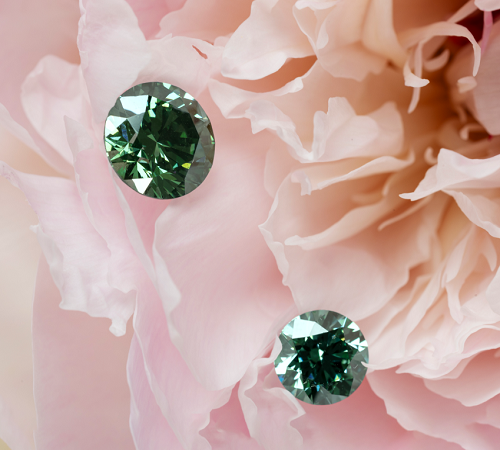 Diamants de synthèse sur des pétales de couleur