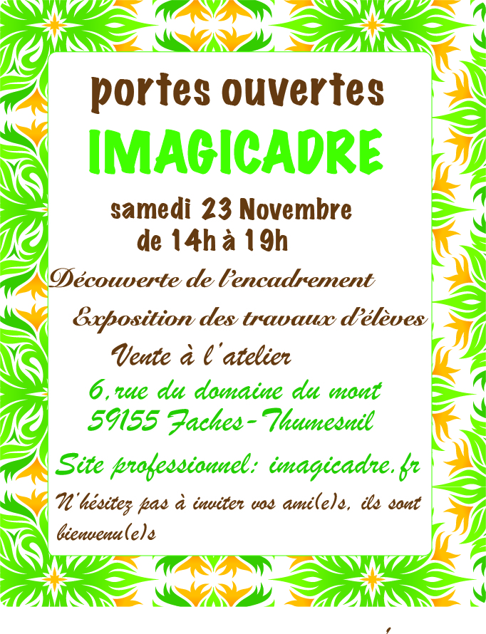 Invitation porte-ouverte de l'atelier Imagicadre