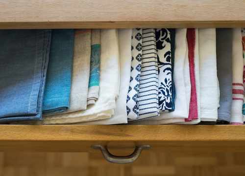 des torchons de cuisines colorées