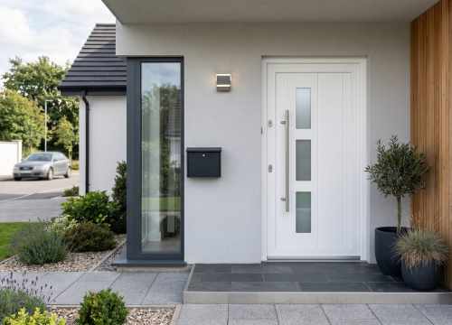 porte d'entrée en PVC contemporaine 