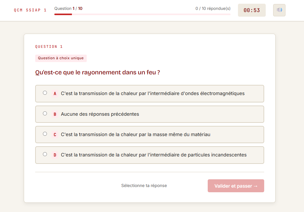 l'examen SSIAP grâce à l'entraînement au QCM
