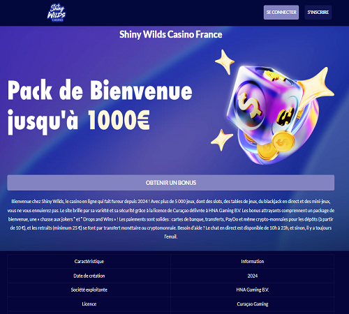 capture Shiny Wilds Casino en France