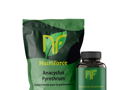 photo d'un packaging de pyrèthre d'afrique ou anacyclus pyrethrum de la marque française nutriforce pour booster la testostérone sans effets secondaires. Les avis sont très positifs en musculation.