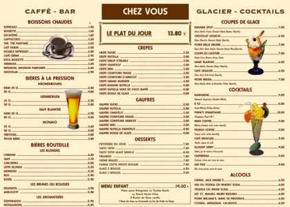 set de table avec texte du menu