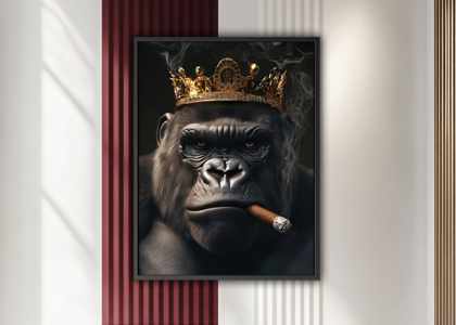 Tableau Gorille avec un cigare et une courronne