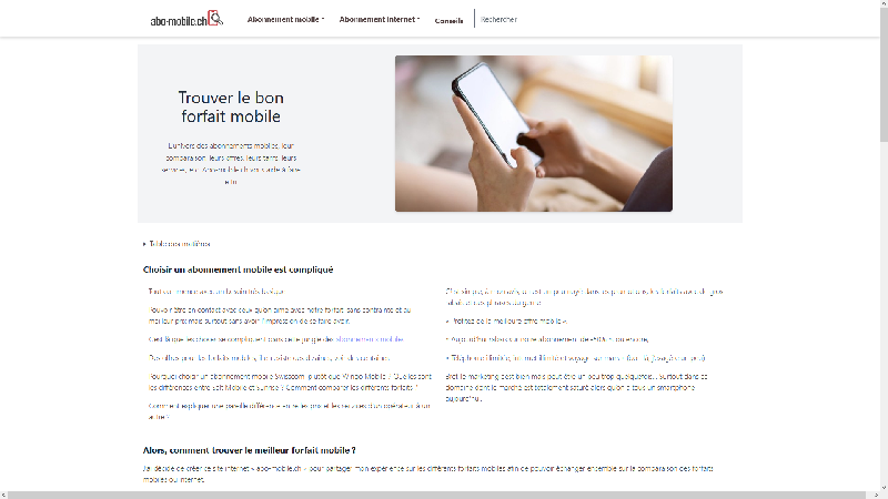 Abo-mobile : le site de comparatif des forfaits mobiles et internet en Suisse