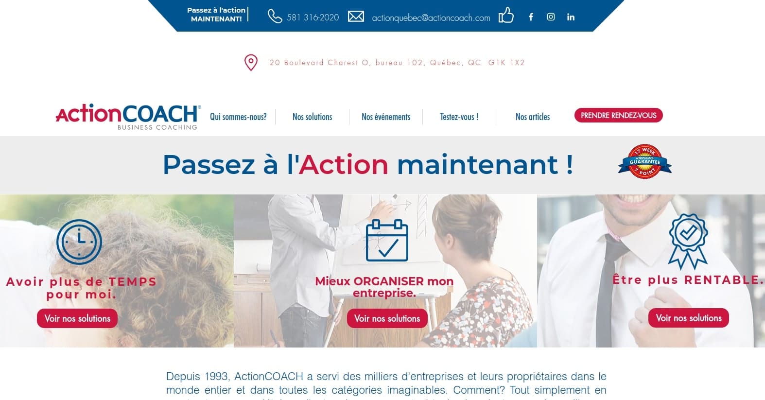 ActionCOACH - Bâtissez une entreprise rentable qui fonctionne sans vous!