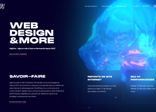 Interface du site internet de l'agence web Highfive