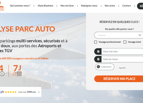 réservation en ligne sur le site Alyse Parc Auto