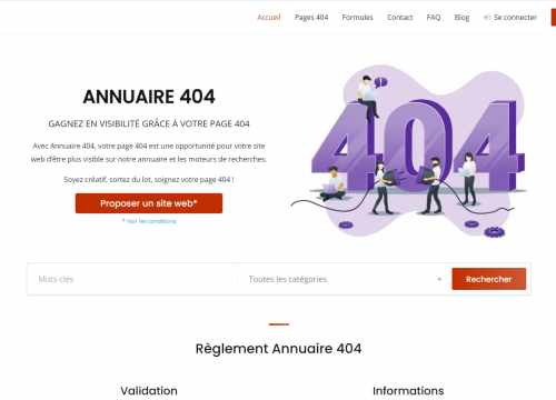 Annuaire 404 - Gagnez en visibilité grâce à votre page 404