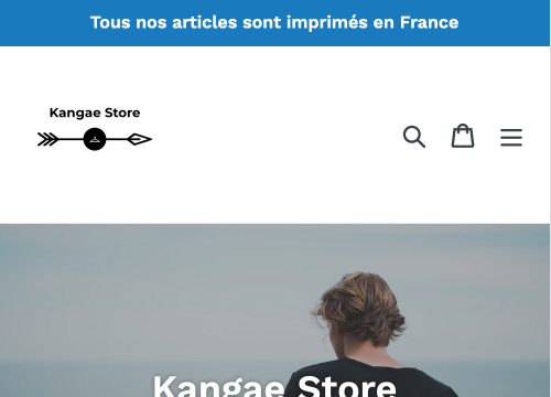 Page d'accueil du site Kangae Store