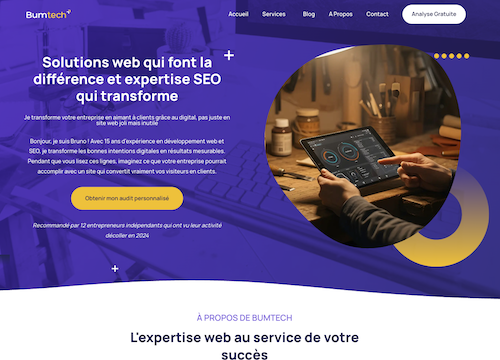 Image de la page d'accueil du site Bumtech.fr
