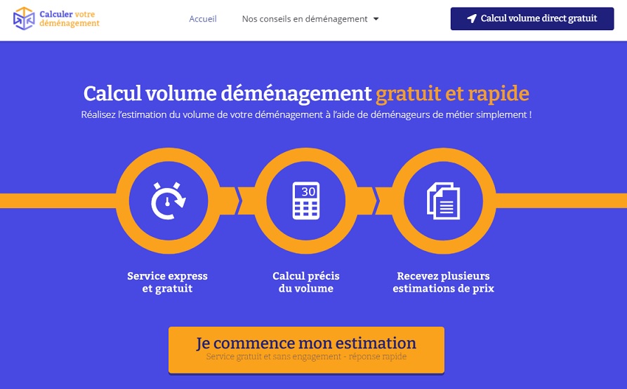 Capture du site Calculer votre déménagement