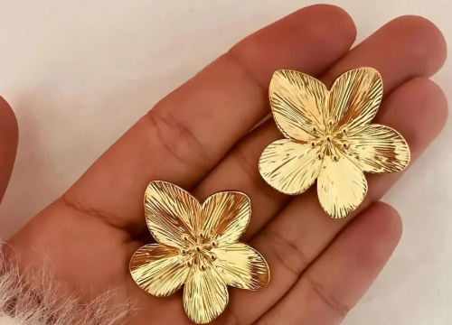 Boucles d'oreilles fleur en acier inoxydable doré – CELESTA Bijoux