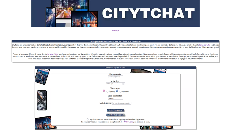 Citytchat - Tchat gratuit pour célibataires