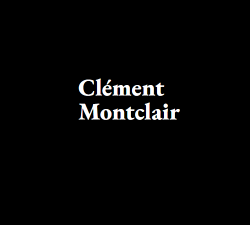 Logo de Clément Montclair avec texte noir sur blanc contenant les lettres CLM