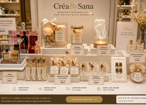 Cadeaux et décorations personnalisés CréaBySana pour mariage et événements