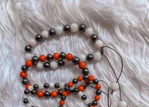 Bracelets bouddhiste Hématite Pierre de Lune Corail