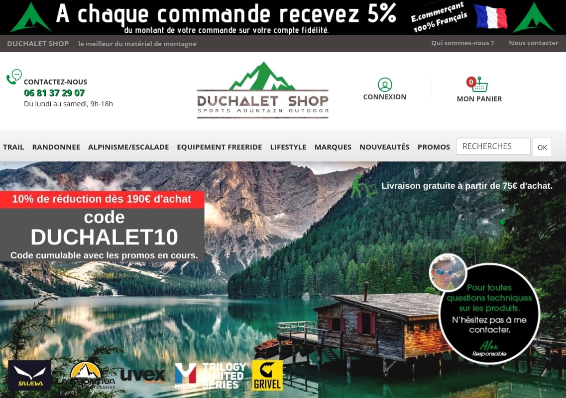 Duchalet Shop, spécialiste du matériel de montagne.