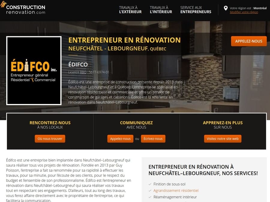 Édifco - Entrepreneur en rénovation et construction à Québec