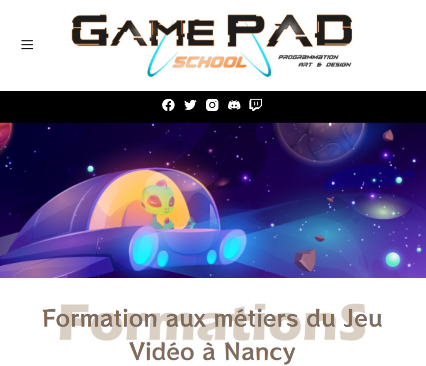 aperçu site web gamepad school
