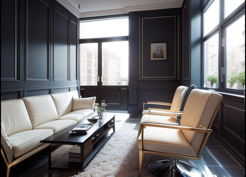 Salon tendance avec un tapis moderne