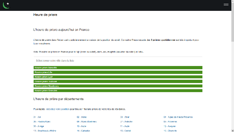 Heure de priere - connaitre les horaires des prières