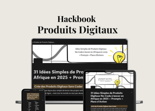 présentation d'un Hackbook pour produits digitaux réalistes et pratiques à lancer et vendre en 2025