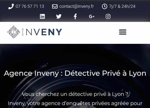 Page d'accueil de l'agence de détective privé INVENY à Lyon