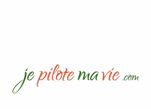 Je pilote ma vie en caractère italique vert et orange sanguine