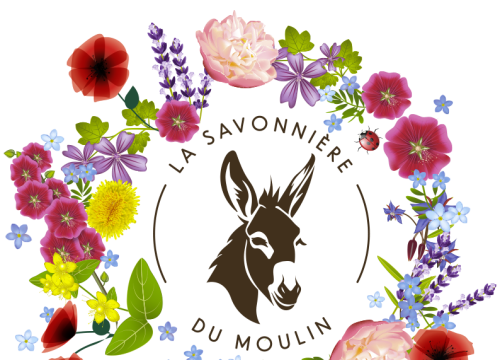 logo la savonnière du moulin avec des fleurs