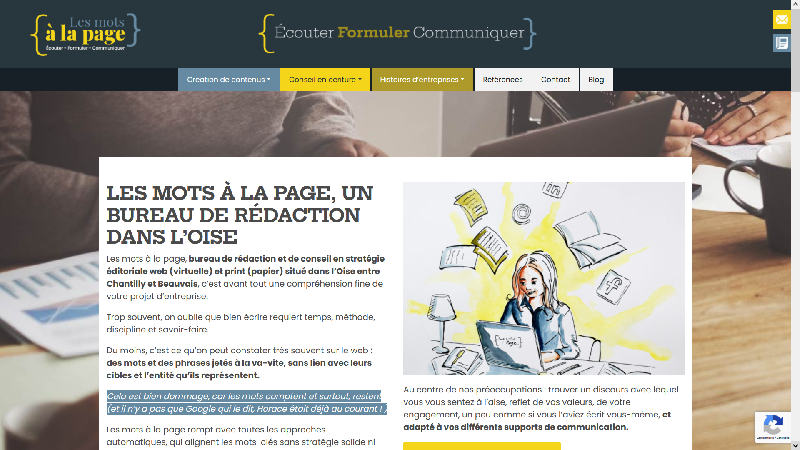 Les mots à la page