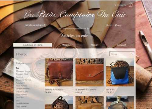 page d'accueil des petits comptoirs du cuir