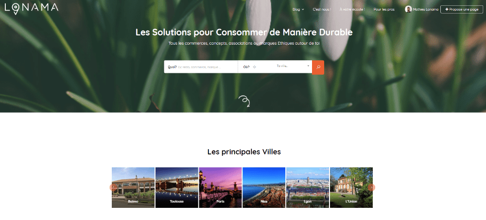 page d'accueil plateforme solutions durables