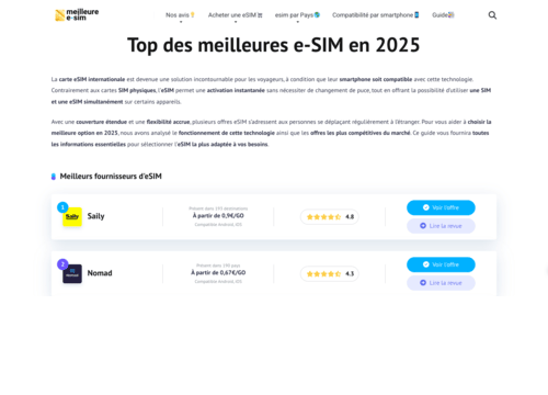 meilleure e sim - comparateur d'esim