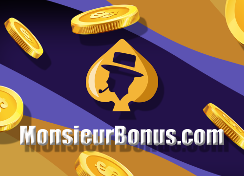Image du logo et titre du site monsieur bonus avec une pluie de jeton 