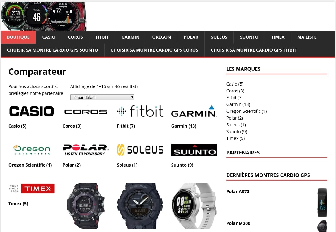 comprateur de montres cardio GPS