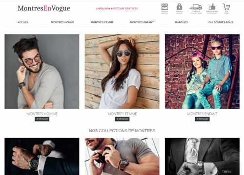 Boutique en ligne Montres en Vogue, vente de montres pour homme et femme sur Internet