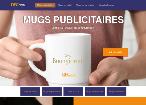 Mugs publicitaires - Page d'acceuil
