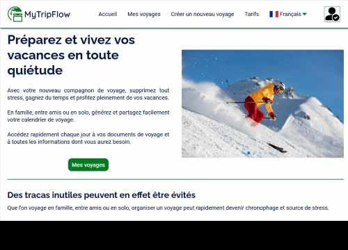 Page accueil MyTripFlow