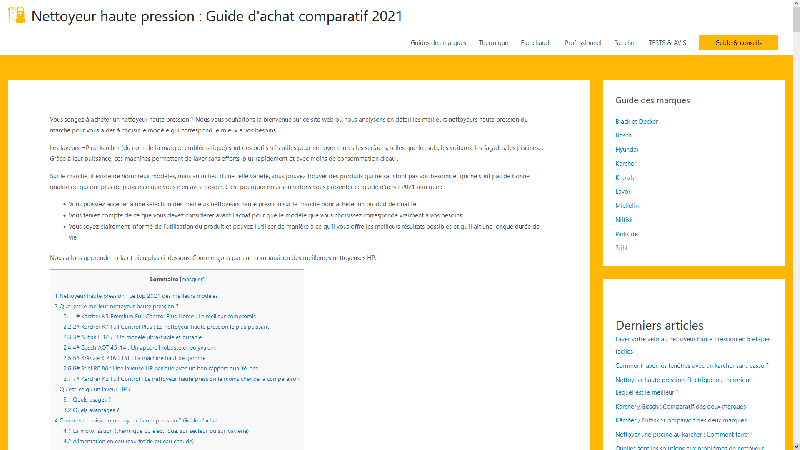 Guide d'achat comparatif des nettoyeurs haute pression