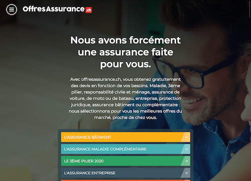 Photo de la page home de Offresassurance.ch
