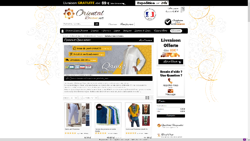 Acheter votre Qamis homme chez Oriental Discount
