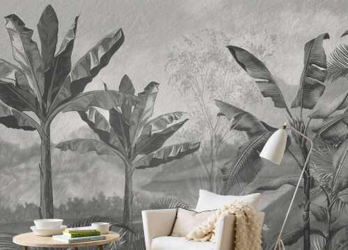 papier peint sur mesure foret noir et blanc