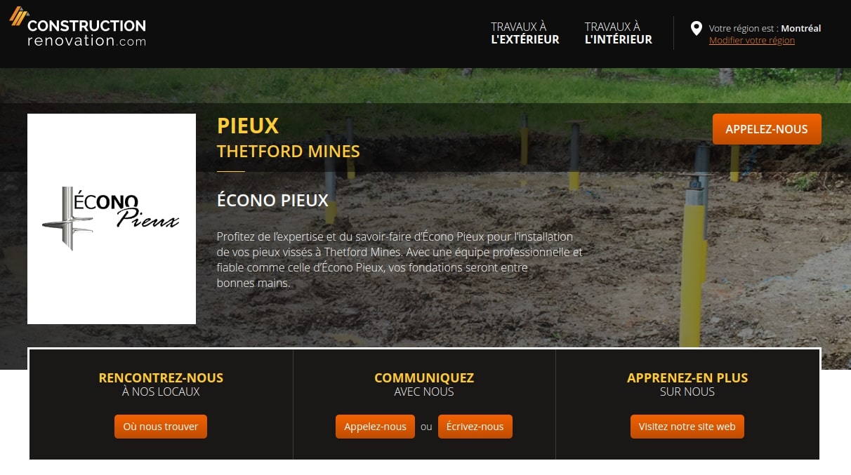 Écono Pieux, pieux vissés Beauce 