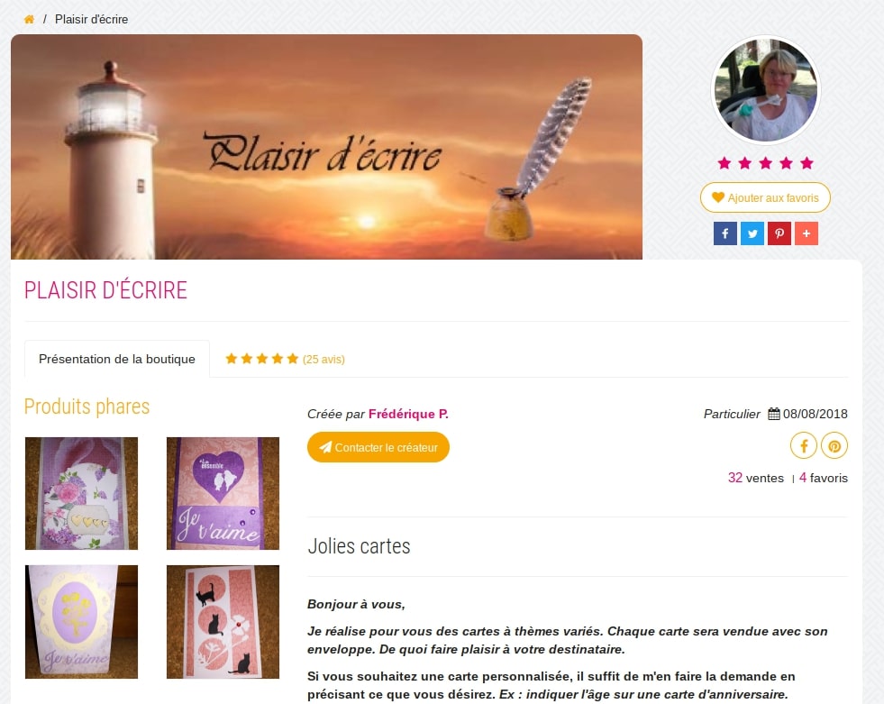 Entête de la boutique