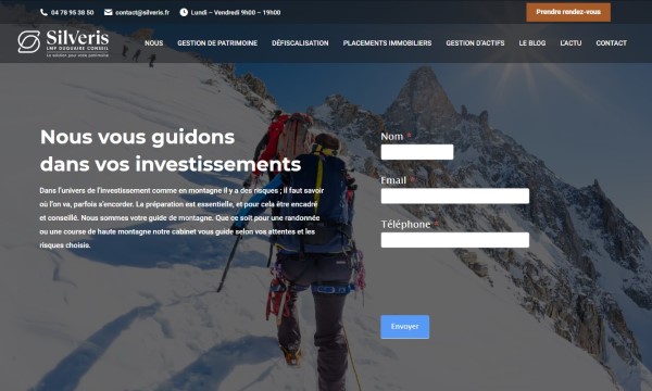 Cette image présente la page d'accueil du site.