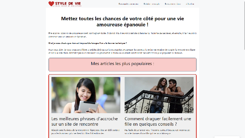 Style de vie : Le blog amour et séduction