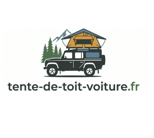 Tente de toit rigide installée sur les barres de toit d'une voiture en bivouac